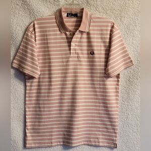 Fred Perry Polo in Soft Pink and White Stripes Size XXL